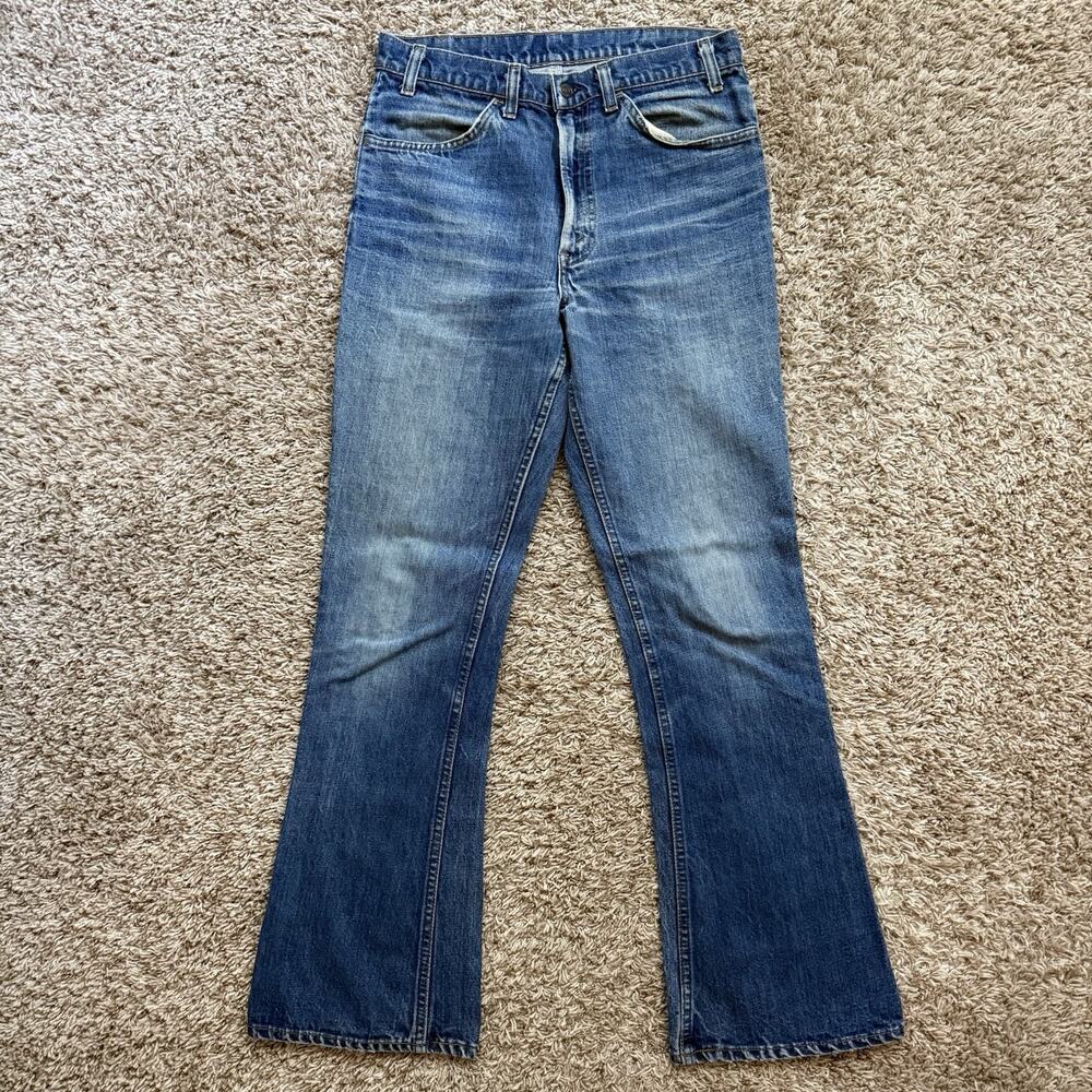 Vintage Levi’s 70’s Orange Tab 646 Bell Bottom Flare Blue Denim Jeans Size 32x33